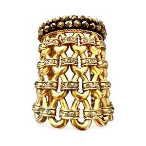 CLARE DEVE OF PARIS Gold And Crystal Cuff Bracelet